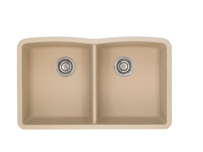 Diamond 32.06' Granite 50/50 Double-Basin Undermount Kitchen Sink in Biscotti (32.06' x 19.38' x 9.5')