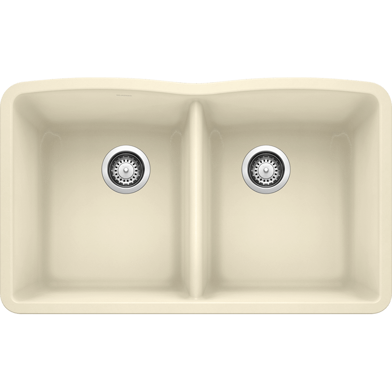 Diamond 32.06' Granite 50/50 Double-Basin Undermount Kitchen Sink in Biscuit (32' x 19.25' x 9.5')