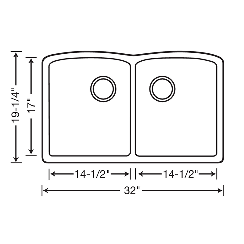 Diamond 32.06' Granite 50/50 Double-Basin Undermount Kitchen Sink in Biscuit (32' x 19.25' x 9.5')