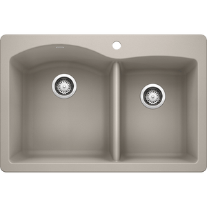 Diamond 33' Granite 60/40 Double-Basin Dual-Mount Kitchen Sink in Concrete Grey (33' x 22' x 9.5')