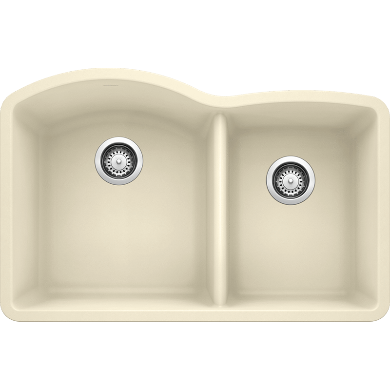 Diamond 32' Granite 60/40 Double-Basin Undermount Kitchen Sink in Biscuit (32' x 20.84' x 9.5')