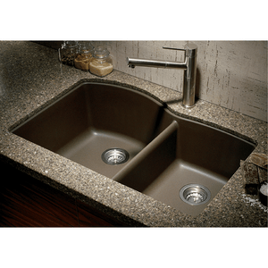 Diamond 32' Granite 60/40 Double-Basin Undermount Kitchen Sink in Cinder (32' x 20.84' x 9.5')
