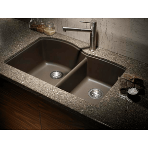 Diamond 32' Granite 60/40 Double-Basin Undermount Kitchen Sink in Metallic Grey (32' x 20.84' x 9.5')