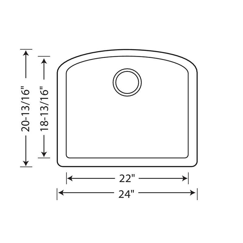 Diamond 24' Granite Single-Basin Undermount Kitchen Sink in Anthracite (24' x 20.81' x 10')