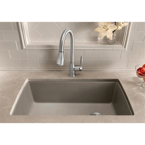 Diamond 32.5' Granite Single-Basin Undermount Kitchen Sink in Biscuit (32.5' x 18.5' x 9.5')