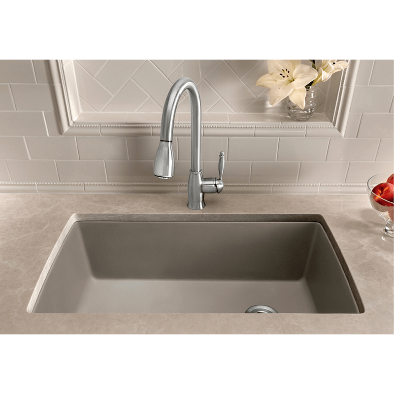Diamond 32.5' Granite Single-Basin Undermount Kitchen Sink in Metallic Grey (32.5' x 18.5' x 9.5')