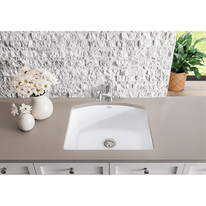 Diamond 24' Granite Single-Basin Undermount Kitchen Sink in White (24' x 20.81' x 10')