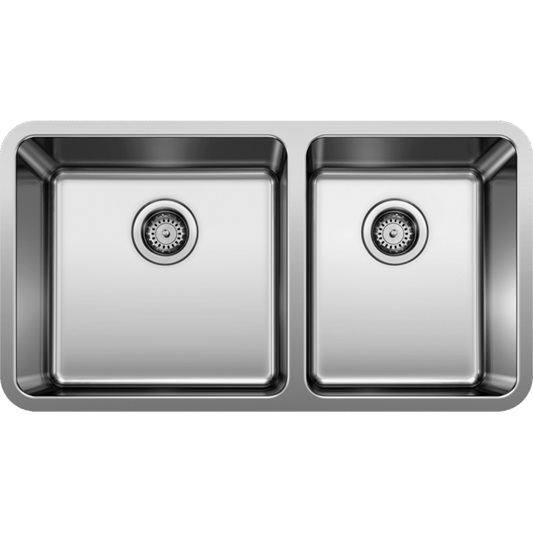 Formera 33" 60/40 Double-Basin Undermount Kitchen Sink in Stainless Steel (33" x 18" x 9")