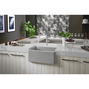 Ikon 27' Granite Single-Basin Farmhouse Apron Kitchen Sink in Concrete Grey (27' x 19' x 9.25')