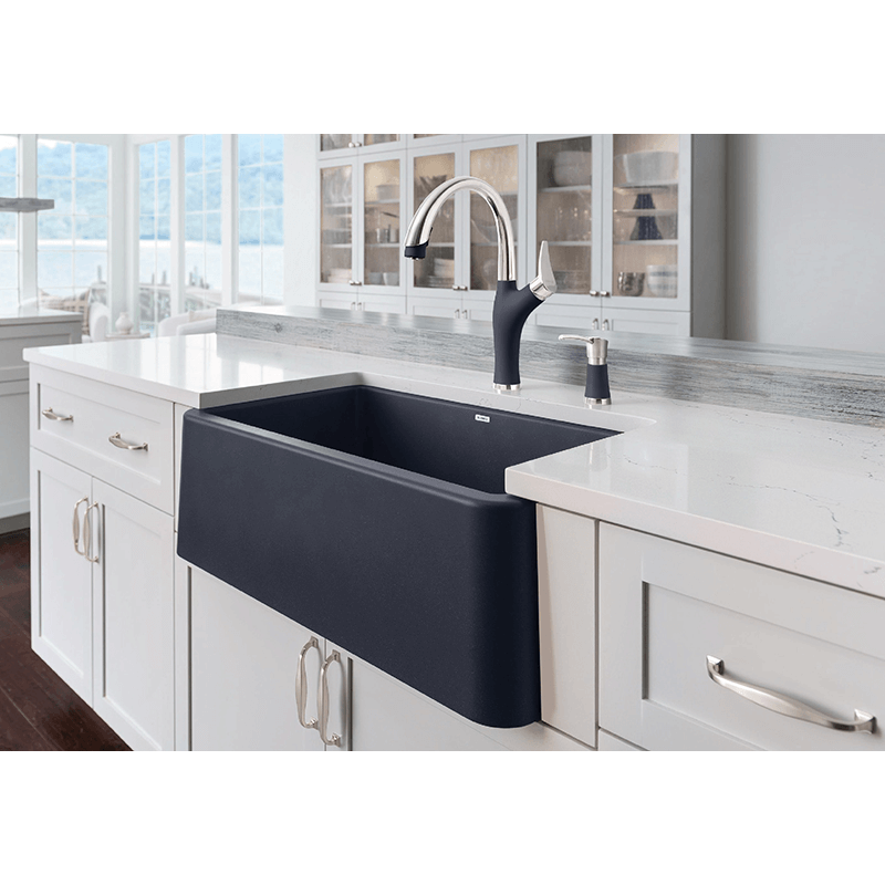 Ikon 29.31' Siligranit Single-Basin Farmhouse Apron Kitchen Sink in Concrete Grey (29.31' x 18.25' x 9.25')