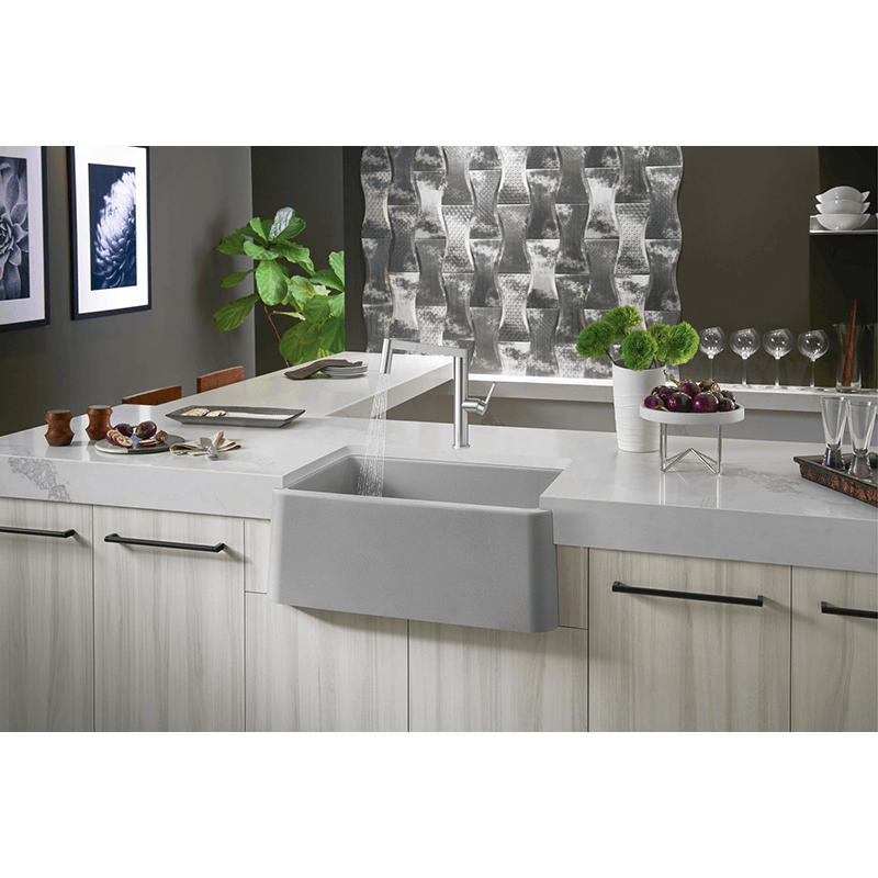 Ikon 27' Granite Single-Basin Farmhouse Apron Kitchen Sink in Metallic Grey (27' x 19' x 9.25')