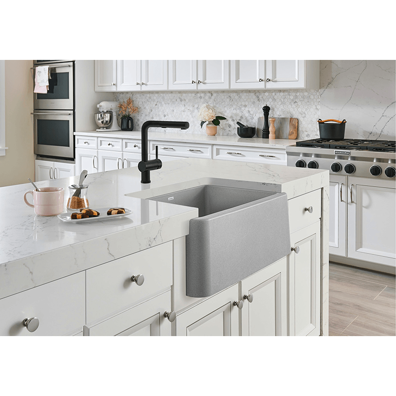 Ikon 27' Granite Single-Basin Farmhouse Apron Kitchen Sink in Metallic Grey (27' x 19' x 9.25')