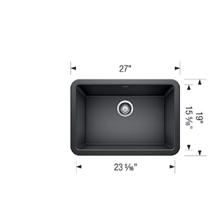 Ikon 27' Granite Single-Basin Farmhouse Apron Kitchen Sink in Metallic Grey (27' x 19' x 9.25')