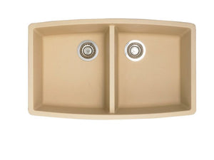 Performa 33' Granite 50/50 Double-Basin Undermount Kitchen Sink in Biscotti (33' x 20' x 10')