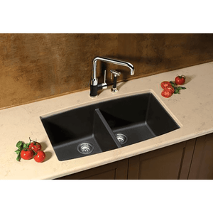 Performa 33' Granite 50/50 Double-Basin Undermount Kitchen Sink in Cinder (33' x 20' x 10')