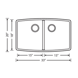 Performa 33' Granite 50/50 Double-Basin Undermount Kitchen Sink in Cinder (33' x 20' x 10')
