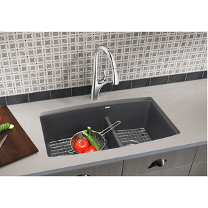 Performa 33' Granite 60/40 Double-Basin Undermount Kitchen Sink in Cafe Brown (33' x 19' x 10')