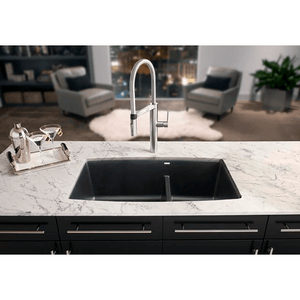 Performa 33' Granite 60/40 Double-Basin Undermount Kitchen Sink in Metallic Grey (33' x 19' x 10')