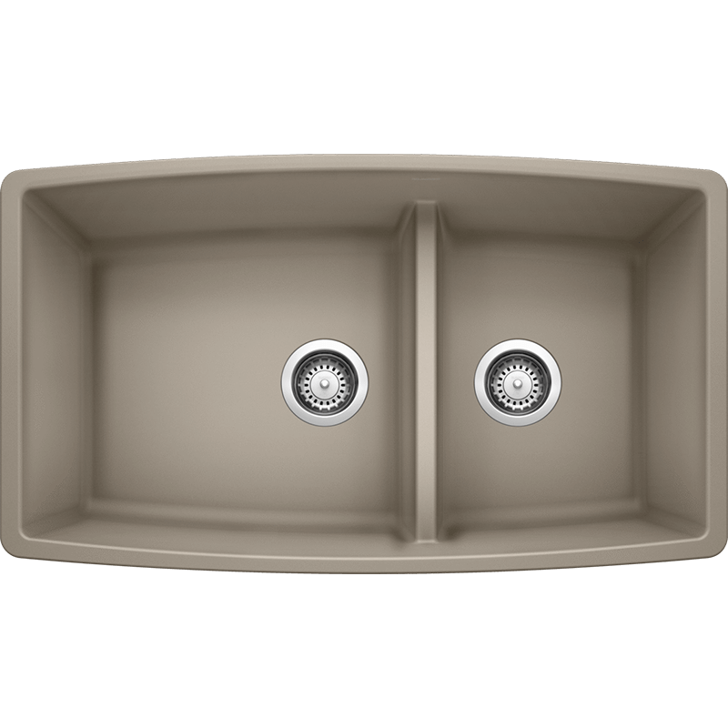 Performa 33' Granite 60/40 Double-Basin Undermount Kitchen Sink in Truffle (33' x 19' x 10')