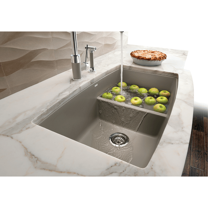 Performa 33' Granite 60/40 Double-Basin Undermount Kitchen Sink in White (33' x 19' x 10')