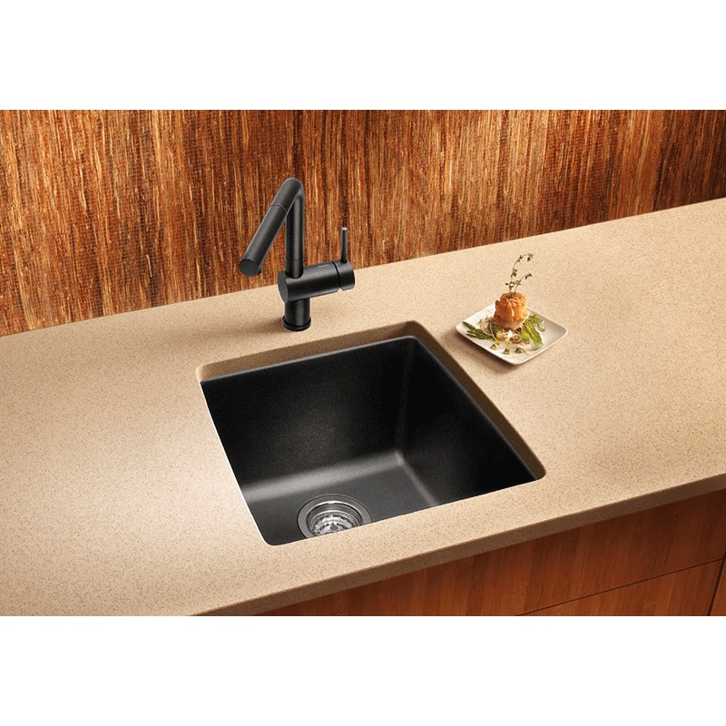 Performa 17.5' Granite Single-Basin Undermount Kitchen Sink in Metallic Grey (17.5' x 17' x 9')