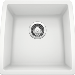 Performa 17.5' Granite Single-Basin Undermount Kitchen Sink in White (17.5' x 17' x 9')