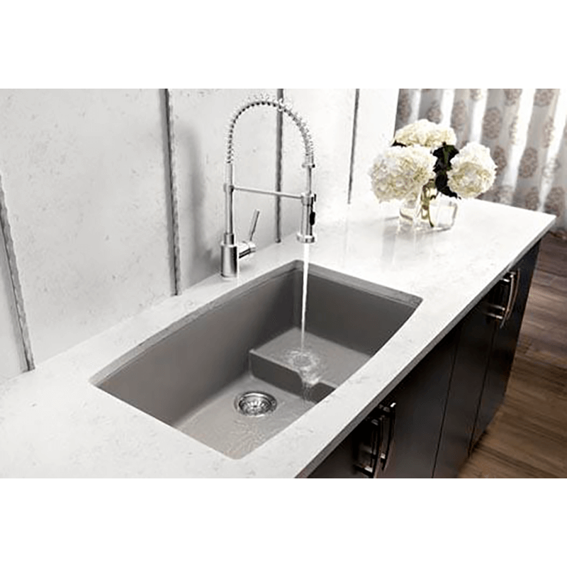 Performa 32' Granite Double-Basin Undermount Kitchen Sink in Concrete Grey (32' x 19.5' x 10')