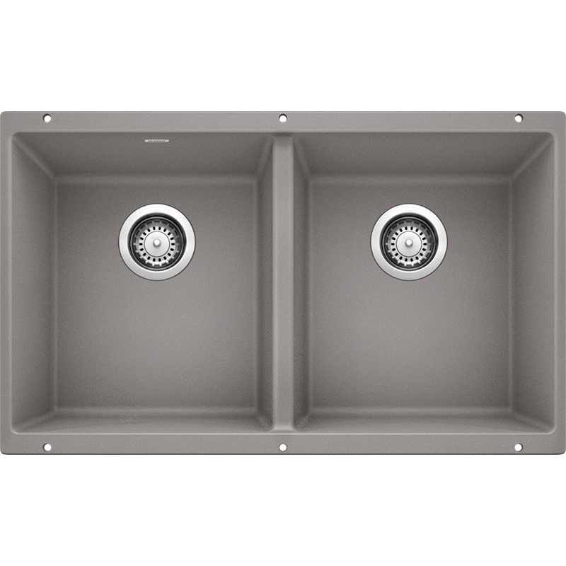 Precis 29.75' Granite 50/50 Double-Basin Undermount Kitchen Sink in Metallic Grey (29.75' x 18.13' x 8')