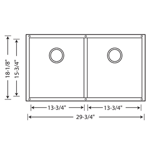 Precis 29.75' Granite 50/50 Double-Basin Undermount Kitchen Sink in White (29.75' x 18.13' x 8')