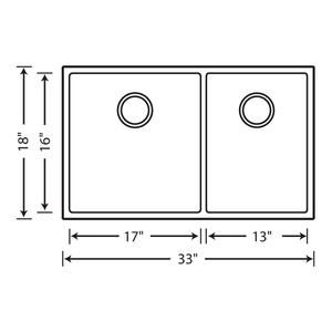 Precis 33' Granite 60/40 Double-Basin Undermount Kitchen Sink in Concrete Grey (33' x 18' x 9.5')