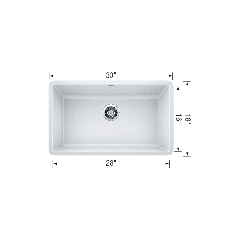 Precis 30' Granite Single-Basin Undermount Kitchen Sink in Biscuit (30' x 18' x 9.5')