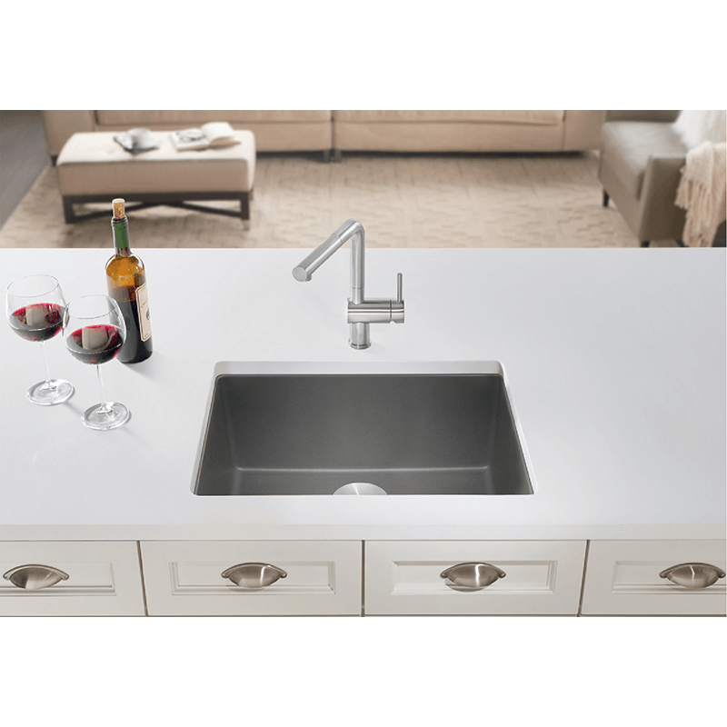 Precis 23.5' Granite Single Basin Kitchen Sink in Cinder