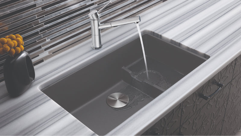Precis 27.5' Granite Double-Basin Undermount Kitchen Sink in Cinder (27.5' x 18.13' x 7.88')