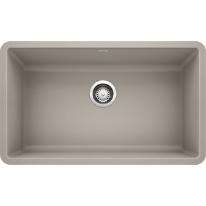 Precis 30' Granite Single-Basin Undermount Kitchen Sink in Concrete Grey (30' x 18' x 9.5')