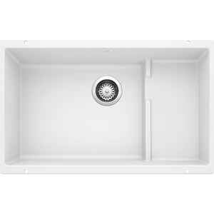 Precis 27.5' Granite Double-Basin Undermount Kitchen Sink in White (27.5' x 18.13' x 7.88')