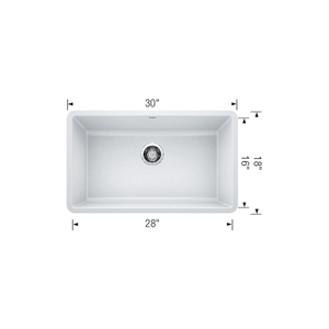 Precis 30' Granite Single-Basin Undermount Kitchen Sink in White (30' x 18' x 9.5')