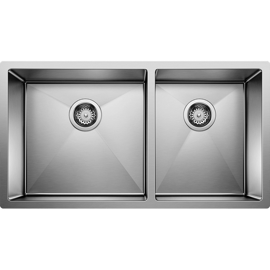 Precision R10 33" 60/40 Double-Basin Undermount Kitchen Sink in Stainless Steel (33" x 18" x 10")