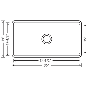 Profina 36' Fireclay Single-Basin Farmhouse Apron Kitchen Sink in Biscuit (36' x 19' x 9.25')