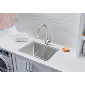 Quatrus 25' Single-Basin Dual-Mount Laundry Sink in Stainless Steel (25' x 22' x 12')