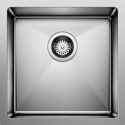 Quatrus R15 17" Single-Basin Undermount Kitchen Sink in Stainless Steel (17" x 17" x 8")