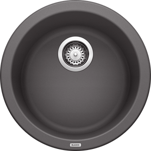 Rondo 17.69' Granite Single-Basin Dual-Mount Kitchen Sink in Cinder (17.69' x 17.69' x 6.63')