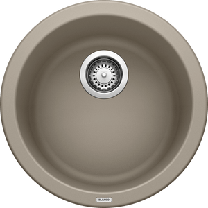 Rondo 17.69' Granite Single-Basin Dual-Mount Kitchen Sink in Truffle (17.69' x 17.69' x 6.63')