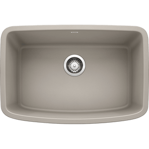 Valea 27' Granite Single-Basin Undermount Kitchen Sink in Concrete Grey (27' x 18' x 9.5')