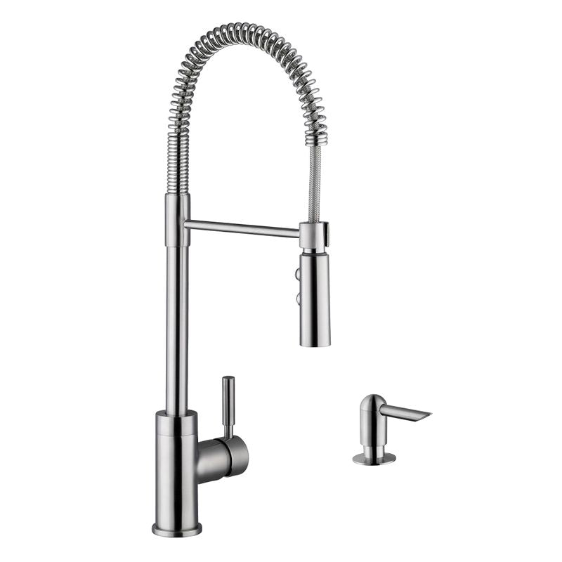 32' 16G 50/50 Radius Corner Stainless Steel Kitchen Sink and Industrial Faucet