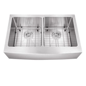 32.88' 50/50 Double-Basin Undermount Kitchen Sink in Brushed Stainless Steel (32.87' x 20.75' x 10')