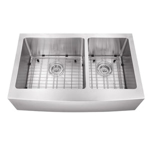 35.88' 50/50 Double-Basin Undermount Kitchen Sink in Brushed Stainless Steel (35.88' x 20.75' x 10')