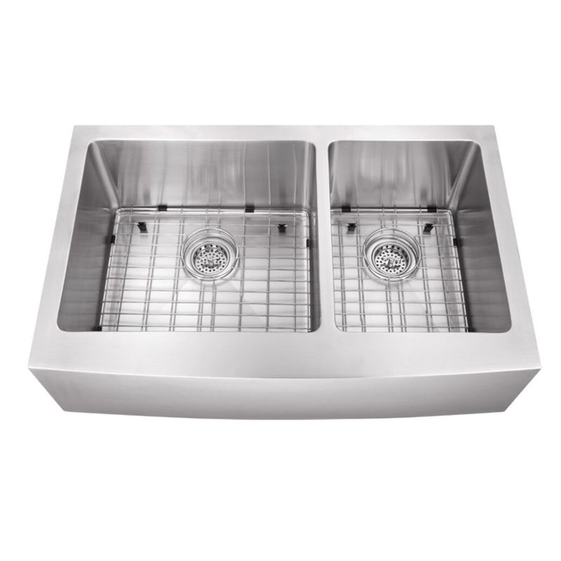 35.88' 50/50 Double-Basin Undermount Kitchen Sink in Brushed Stainless Steel (35.88' x 20.75' x 10')