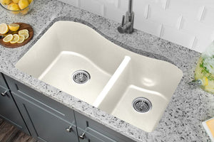 32.5' Quartz 60/40 Double-Basin Undermount Kitchen Sink in Alpine White (32.5' x 20' x 9.75')