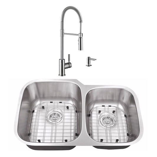 32" 18G 60/40 Kitchen Sink and Industrial Faucet
