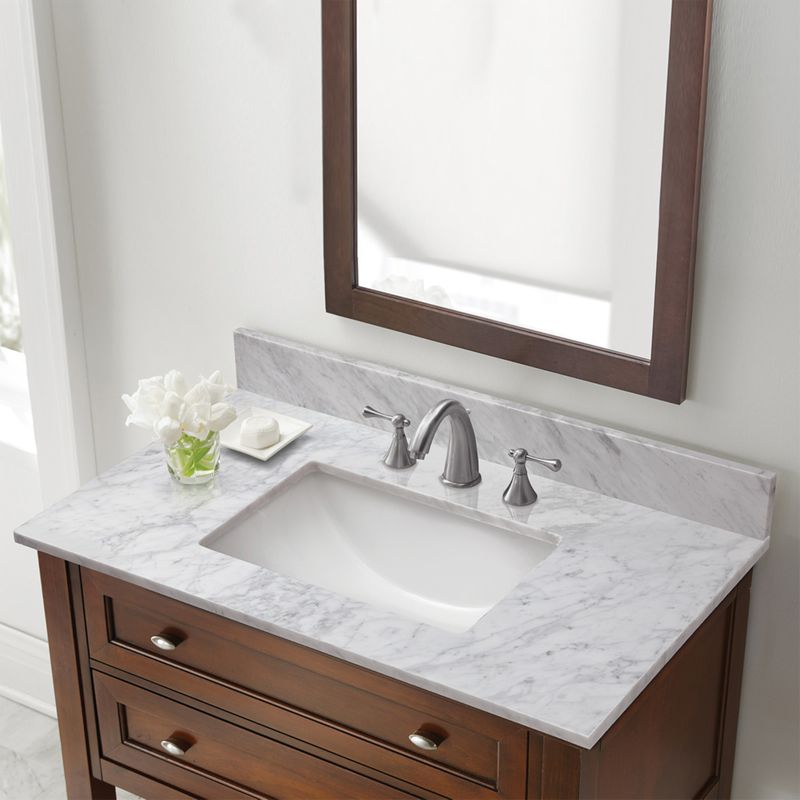 37' x 22' Countertop Vanity with Integrated Sink in Carrara